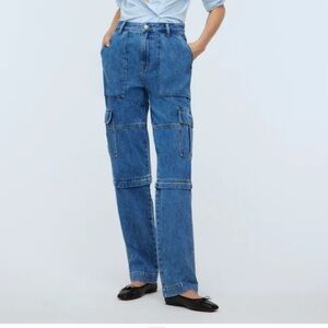 Madewell Baggy Straight Cargo Jeans Zip-Off Edition vintage style high rise 28